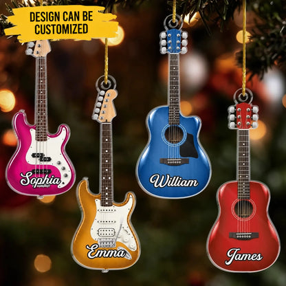 Custom Acrylic Ornament - Personalized Birthday Gifts For Guitar Lovers - Six Strings One Happy Soul