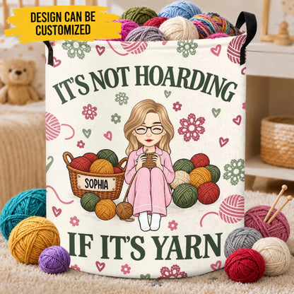 Custom Yarn Laundry Basket - Personalized Birthday Gifts For Crochet Knitting Lovers, Crocheters, Knitters - Happiness Is A Fresh Skein