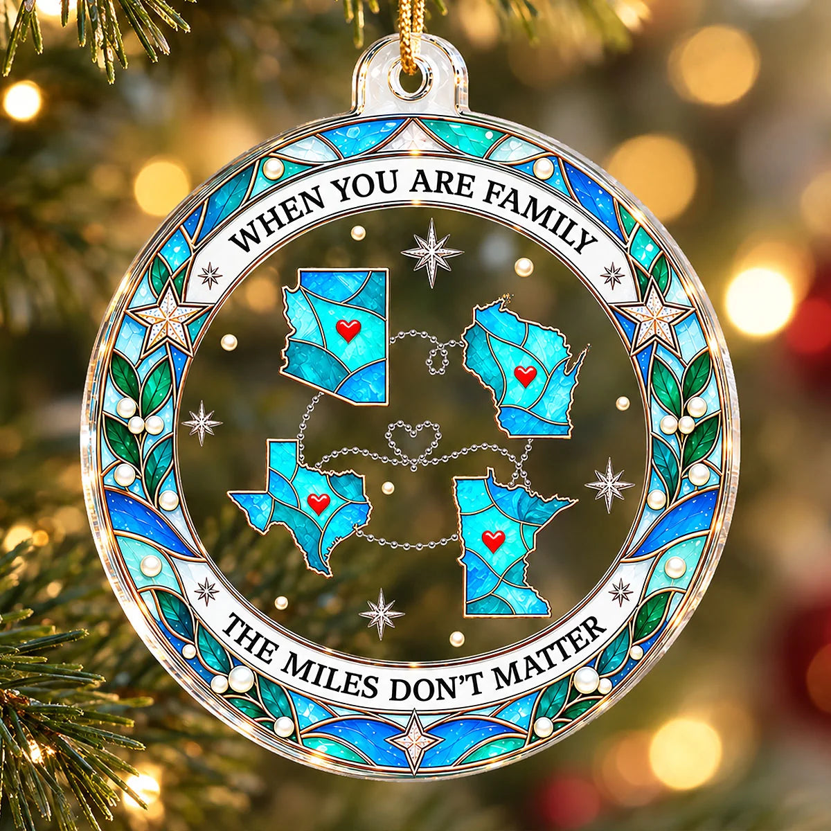 Custom Long Distance Acrylic Ornament - Personalized Christmas Gifts For Family - The Miles Don't Matter