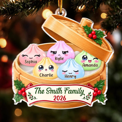 Custom Dumpling Squishy Acrylic Ornament - Personalized Christmas Birthday Gifts For Mom, Dad, Brother, Sister - Together For Christmas