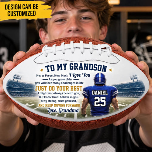 Custom Leather Football - Personalized Birthday Gifts For Son, Grandson, America Football Lovers, Sports Fans, Sports Lovers - All Heart On Game Day