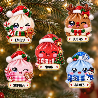 Custom Dumpling Squishy Acrylic Ornament - Personalized Christmas Birthday Gifts For Kids - Sweet Dumpling Christmas Joy