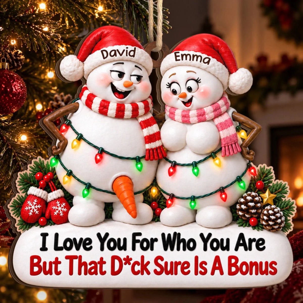 Custom Funny Wooden Ornament - Personalized Anniversary Christmas Wedding Gifts For Husband And Wife, Him And Her - Nice Is Overrated
