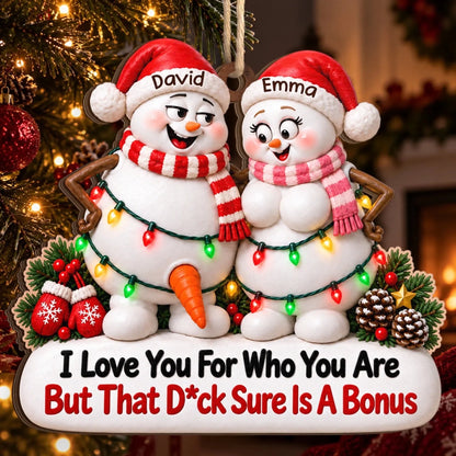Custom Funny Wooden Ornament - Personalized Anniversary Christmas Wedding Gifts For Husband And Wife, Him And Her - Nice Is Overrated