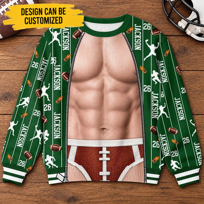 Custom American Football Player Gifts - Personalized Ugly Sweatshirt
