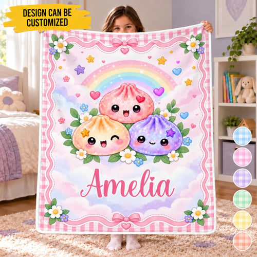 Custom Name Cute Dumpling Squishy Gifts For Kids - Personalized Blanket