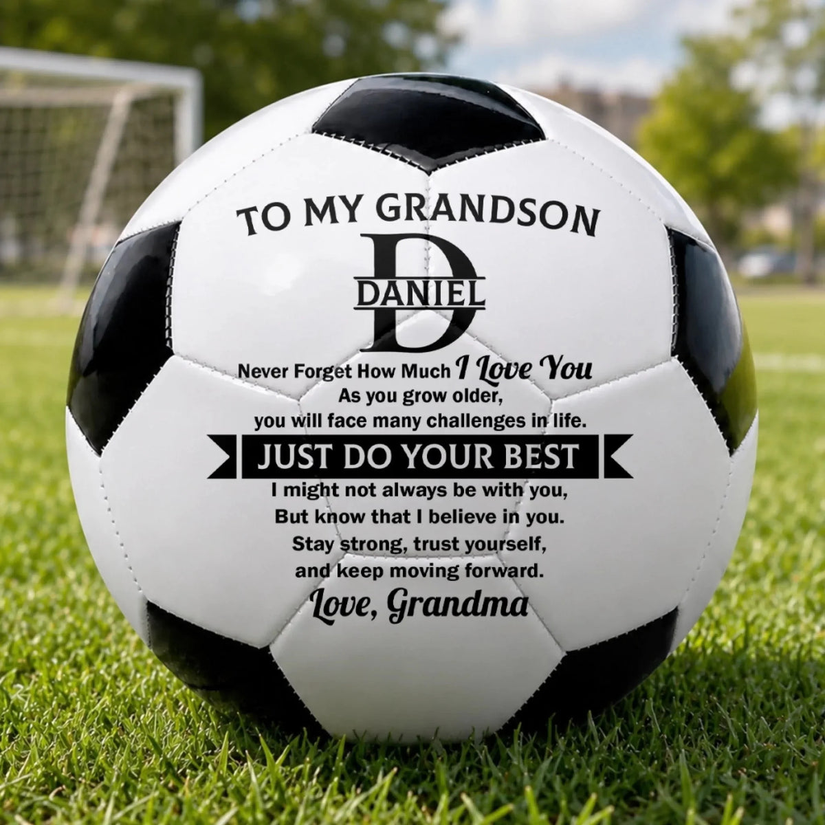Custom Grandson Soccer Gifts with Inspirational Message - Personalized Soccer Ball