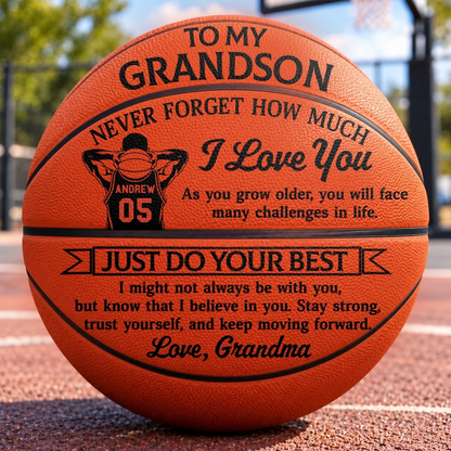 Custom Basketball - Personalized Gifts For Grandson, Son - Never Forget How Much I Love