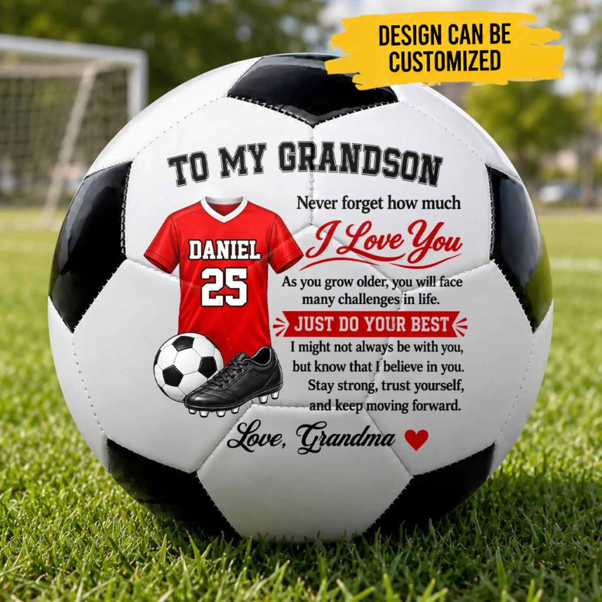 Custom Inspirational Soccer Gifts for Son and Grandson - Personalized Soccer Ball