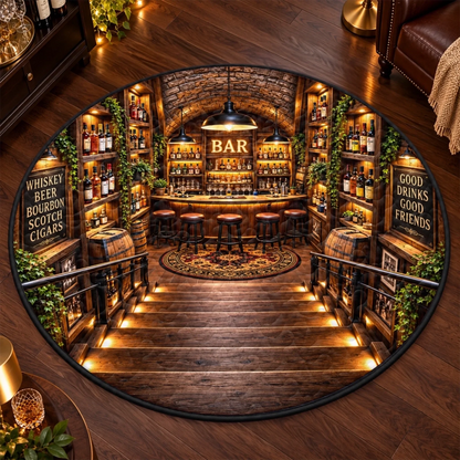 Home Bar Lounge Decor - Quilted Round Mat