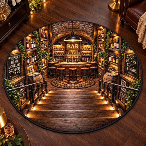 Home Bar Lounge Decor - Quilted Round Mat
