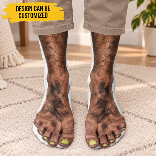 Custom Funny Middle Tube Socks - Personalized   Prank Gifts - Fake Bare Feet