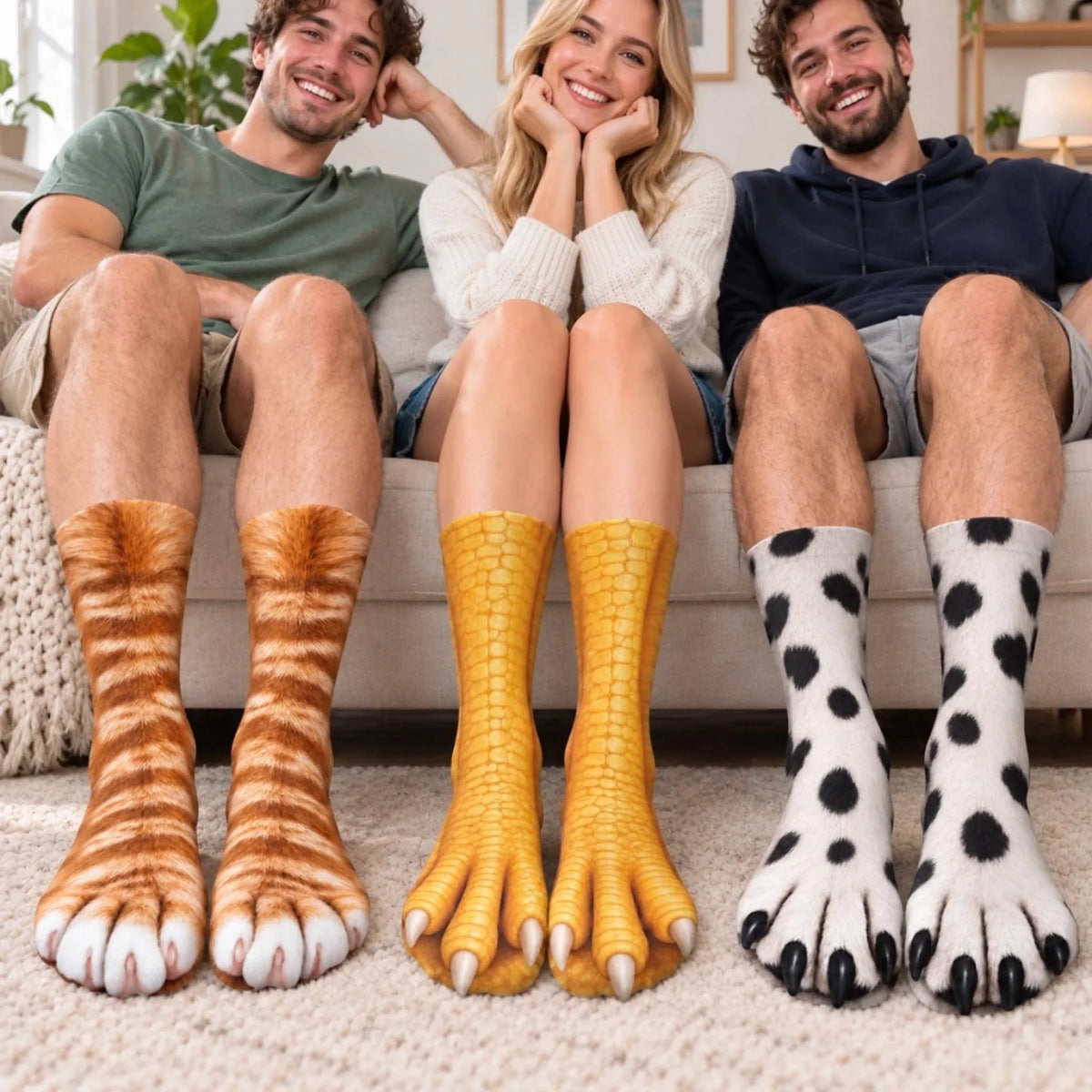 Custom Funny Animal Feet Gifts for Animal Lovers - Personalized Middle Tube Socks