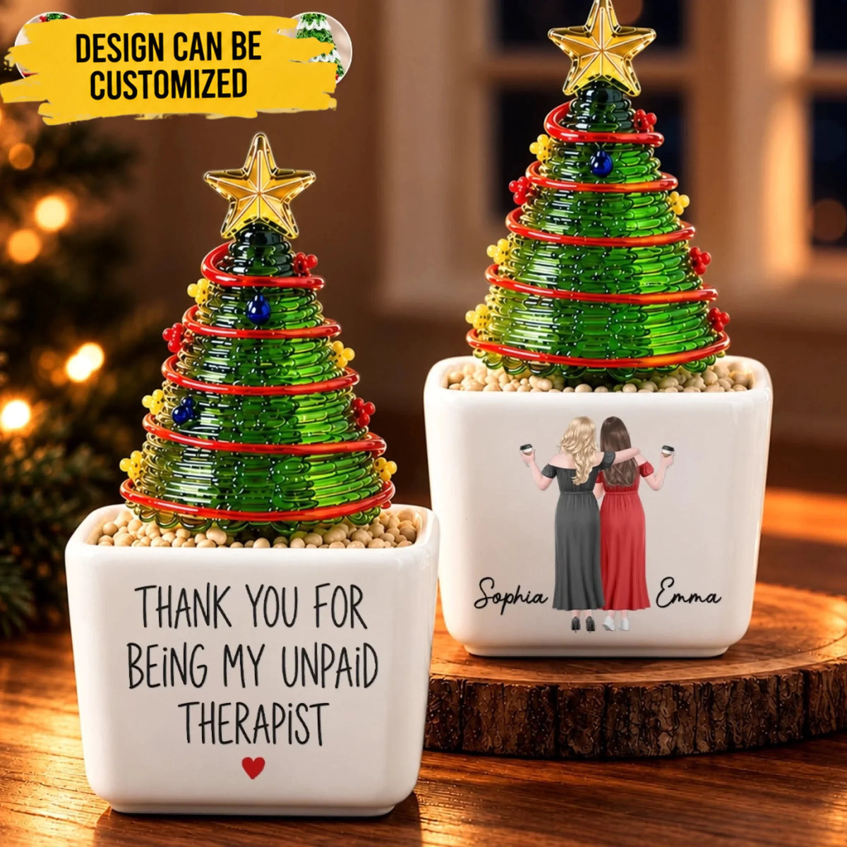 Custom Name Funny Christmas Gifts for Best Friends - Personalized Glass Everlasting Christmas