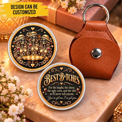 Custom Funny Name Skeleton Bestie Gifts for Women - Personalized Pocket Hug Token