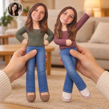 Custom Toy Poseable Plush Doll - Personalized  Photo Bestie Gifts for Sisters, Coworkers And Family