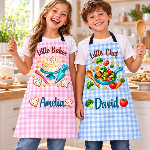 Custom Name Kids Cooking Gifts For Kids - Personalized Apron With Pocket