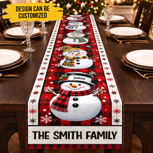 Custom Snowman Table Runner - Personalized Christmas Birthday Gifts For Mom, Dad, Brother, Sister - Christmas Together Feels Right