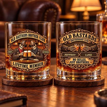 Custom Name Brotherhood Gifts for Brothers - Personalized Whiskey Glass