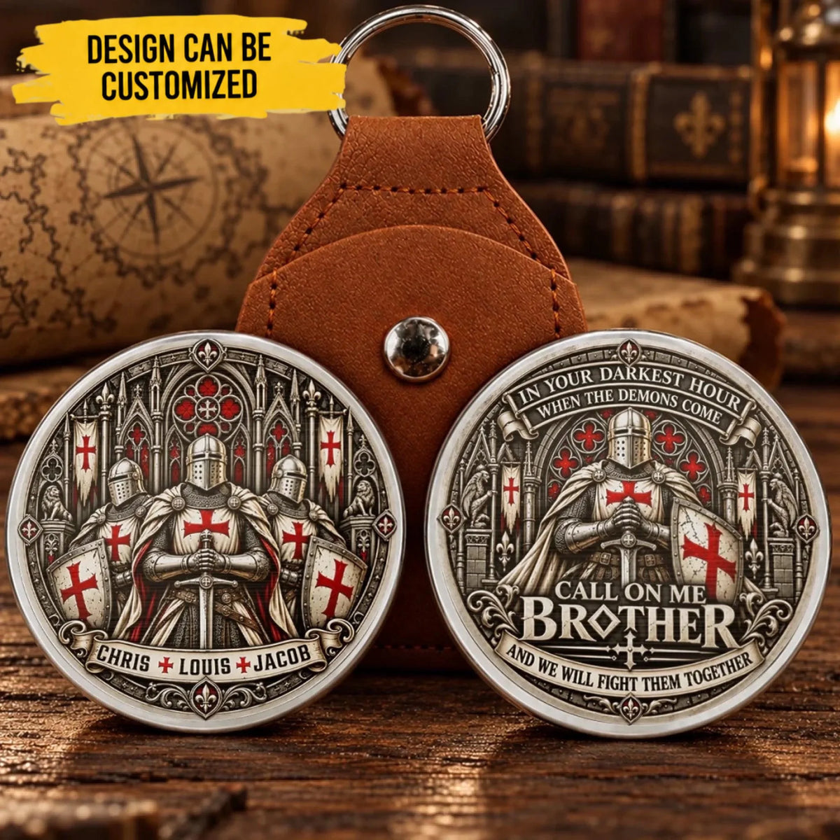 Custom Name Knight Brother Gifts - Personalized Pocket Hug Token