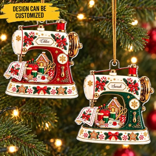 Custom Name Christmas Sewing Machine Gifts for Seamstresses - Personalized Acrylic Ornament - Making Things