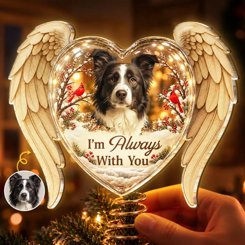 Custom Pet Photo Memorial Christmas Decor - Personalized LED Tree Topper