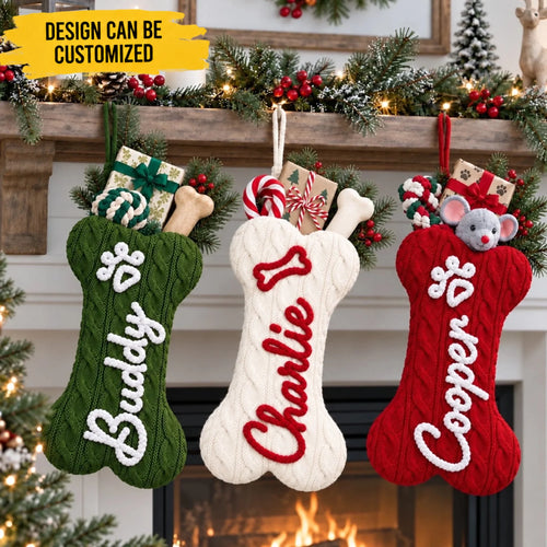 Custom Name Christmas Pet Gifts For Dog Lovers - Personalized Christmas Bone Stockings