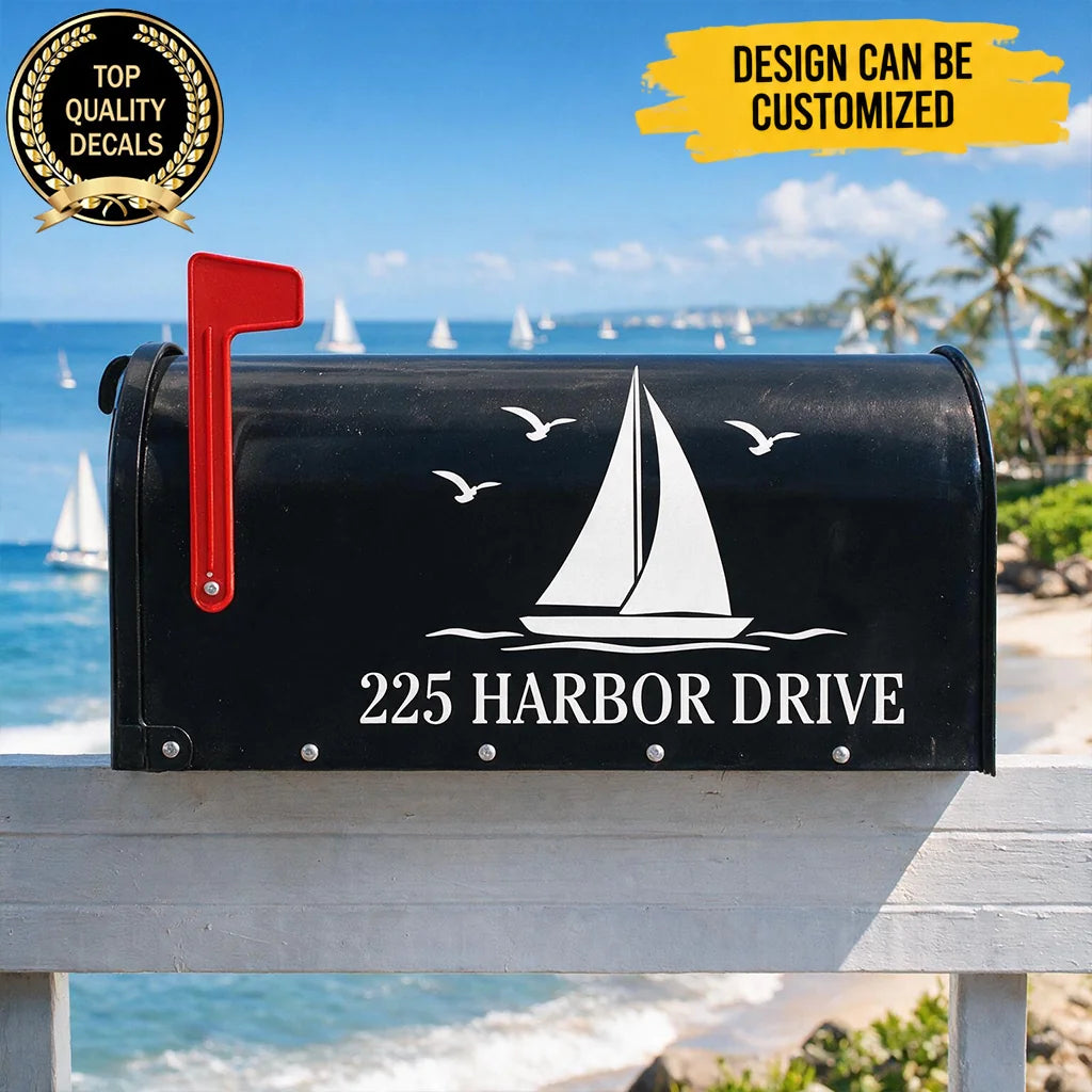 Custom Address Sailing Lover Gifts - Personalized Sailboat Mailbox Decal