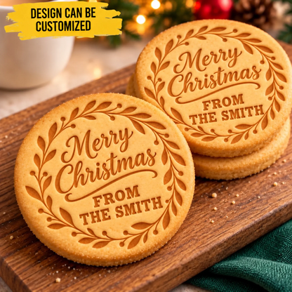 Custom Family Name Merry Christmas Cookie Gifts - Personalized Cookie Stamp