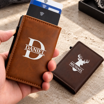 Custom Name Antler Deer Gifts for Deer Lovers - Personalized RFID Blocking Pop Up Wallet