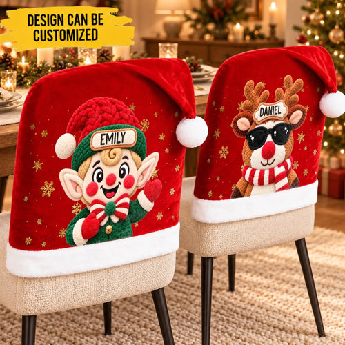 Custom Name Christmas Character Chair Decor - Personalized Chair Cover