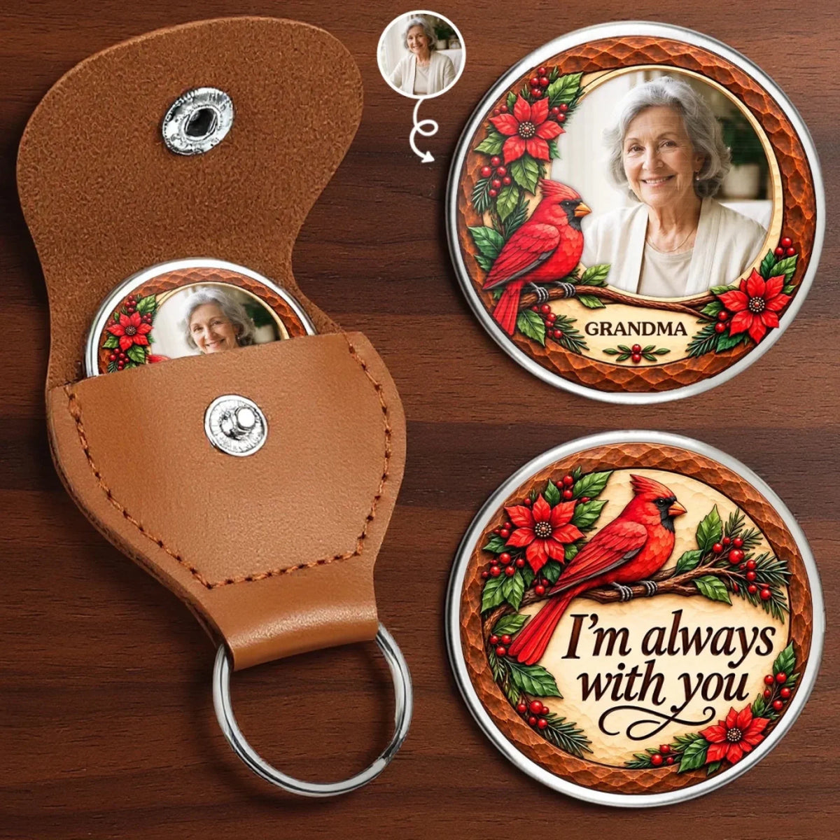 Custom Photo Cardinal Grandma Gifts - Personalized Pocket Hug