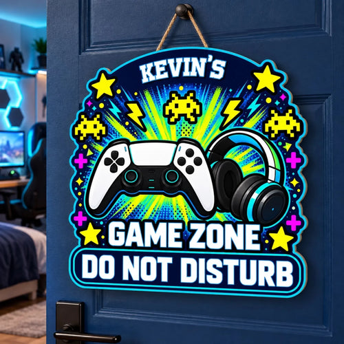 Custom Name Gaming Gifts for Gamers - Personalized Shaped Wood Sign