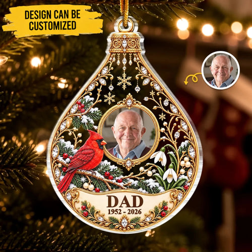 Custom Photo Memorial Christmas Gifts for Dad - Personalized Acrylic Ornament