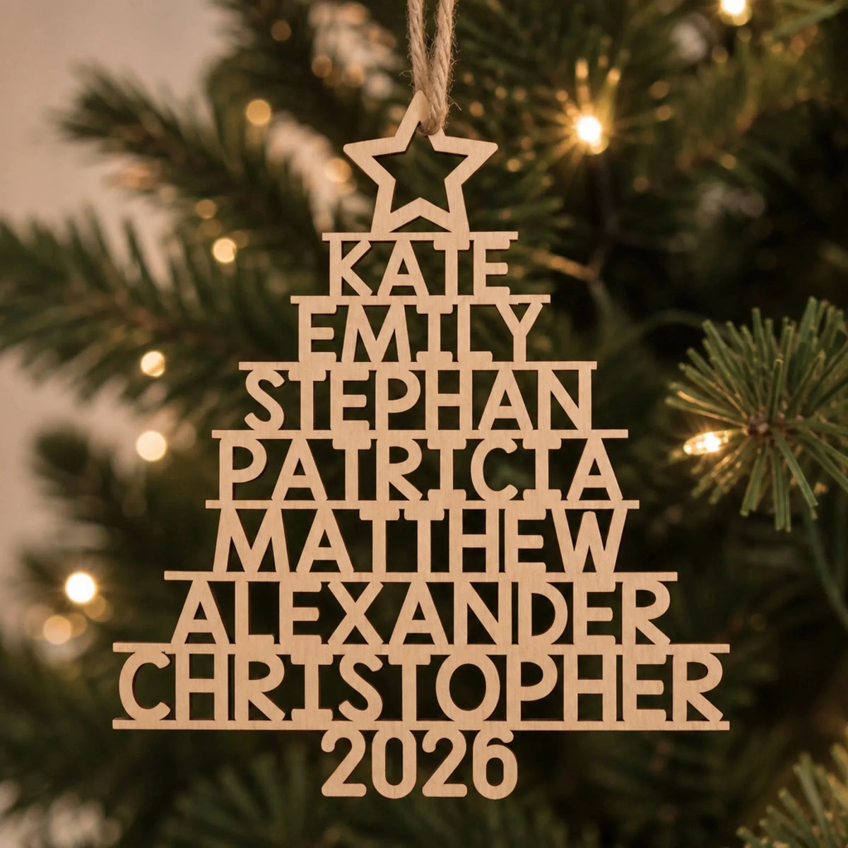Personalized Wooden Christmas Tree Ornament – Christmas Gifts For Family – Custom Family Names