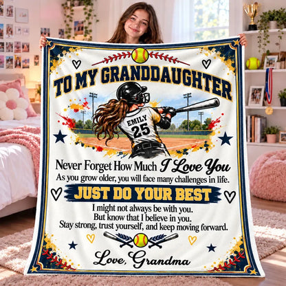 My Girl With Softball - Personalized Fleece Blanket