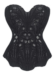 Lace Up Contrast Lace Corset Top Tummy Control Shapewear