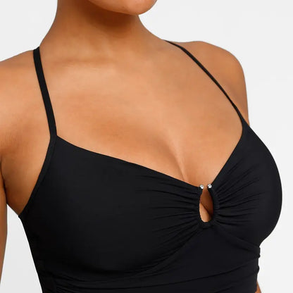 Women's Smart Sculpt Shaping Swimsuit U-Ring Cut Out Slimming Swimwear One Piece Tummy Tucking Bathing Suit