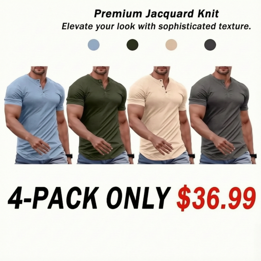 Men's Muscle Slim Fit Button Henley Shirt