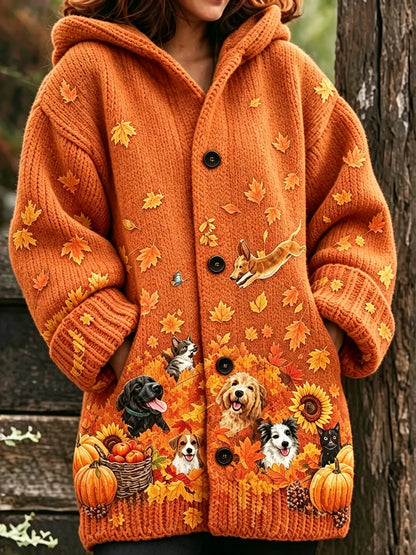 Women's Vintage Style Autumn Knit Jacquard Cardigan With