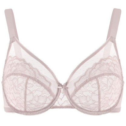 Enchante Floral Lace Plus Size Underwire Unlined Unpadded Minimizer Full Coverage Bra Women's Wear Comfortable Breathable Mesh Cup