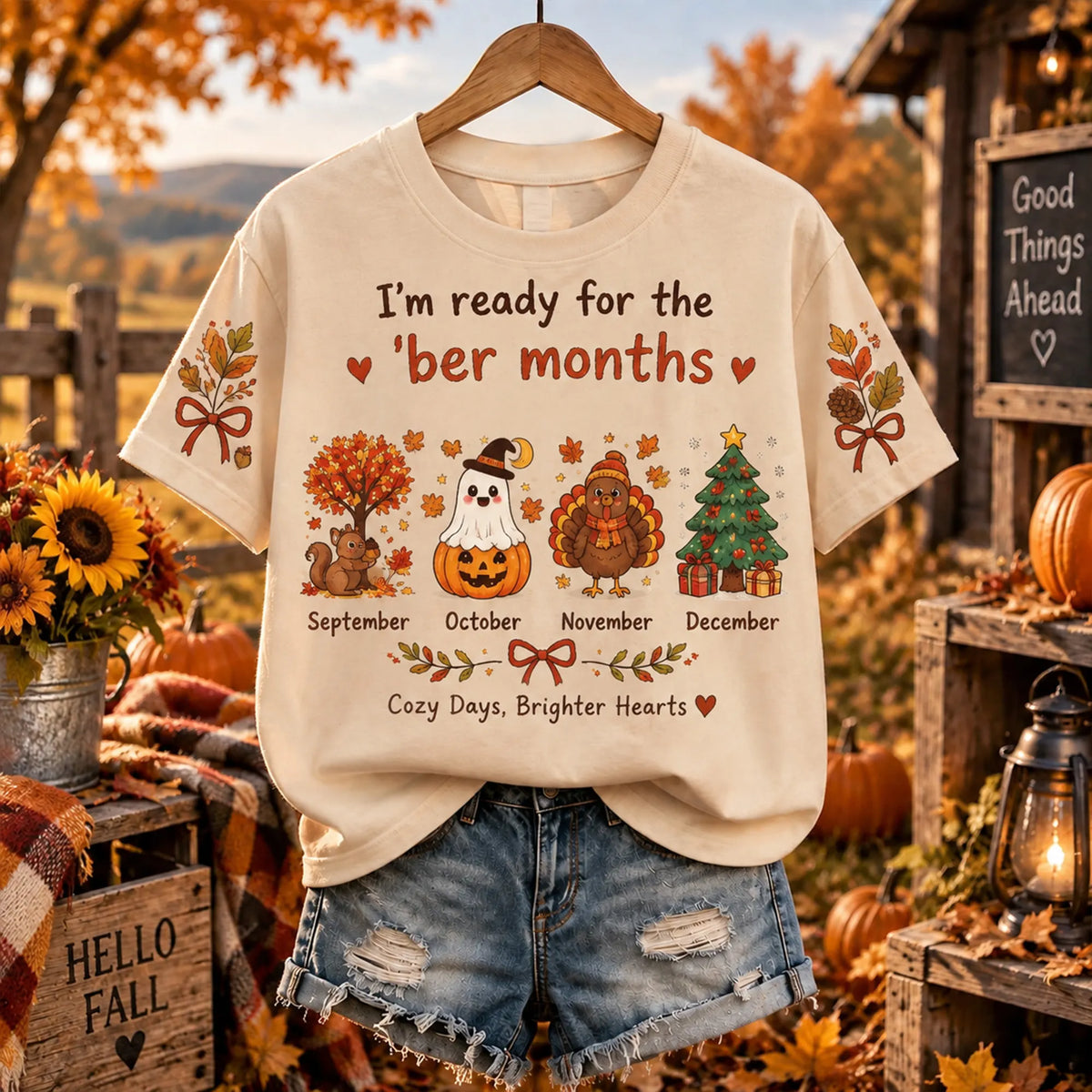 Women's Cute Retro "ready For The 'ber' Months" Graphic T-shirt