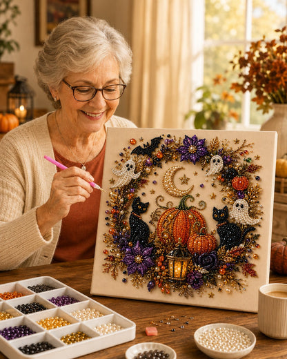 👻✨ Halloween Pearl Art DIY Kit – Turn Tiny Pearls into Spooky-Cute Magic