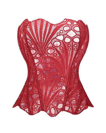 Lace Up Contrast Lace Corset Top Tummy Control Shapewear