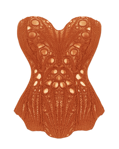 Lace Up Contrast Lace Corset Top Tummy Control Shapewear