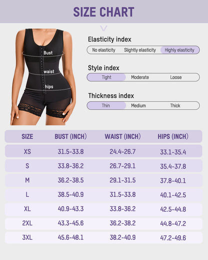 Plus Size Tummy Control Full Shapewear Butt Lifter with Zipper Crotch