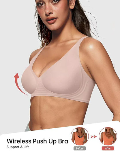 Seamless Deep V Push-Up Wireless Bra