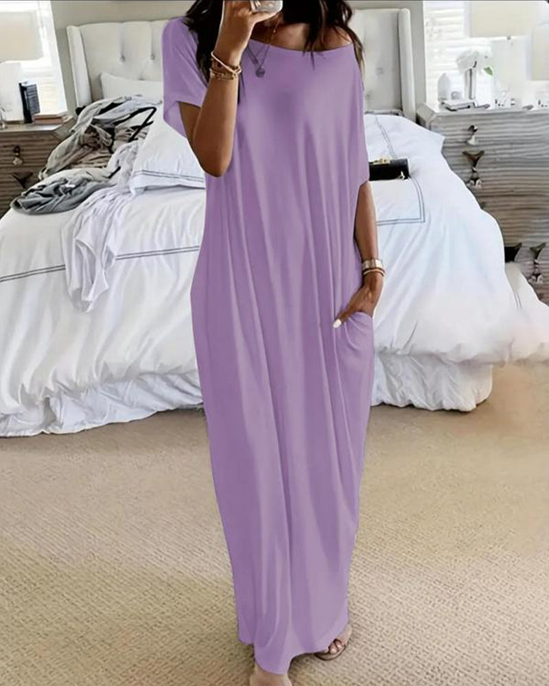 Off-Shoulder Batwing Sleeve Maxi Dress