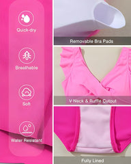 Women's One Piece Tummy Control Swimsuit Ruffle Cutout Swimdress