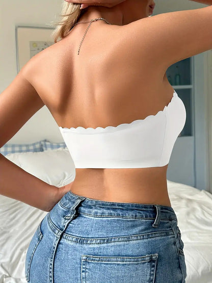 Wavy Trim Seamless Tube Top Bralette